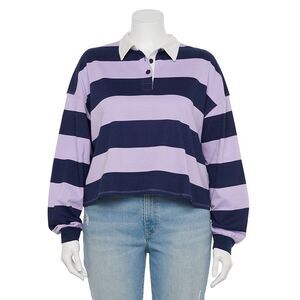 Juniors' Plus Size SO Cropped Polo Shirt, Women's, Size: 1XL Lavender  NWT